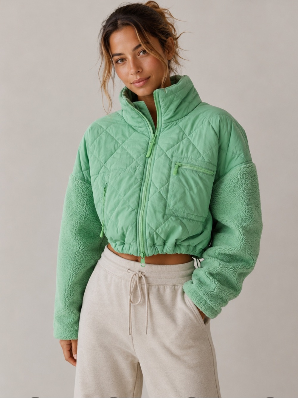FP Movement Puff & Fluff Cropped puffer Large great used condition